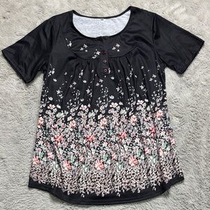 Elegant Black Floral Women's Blouse